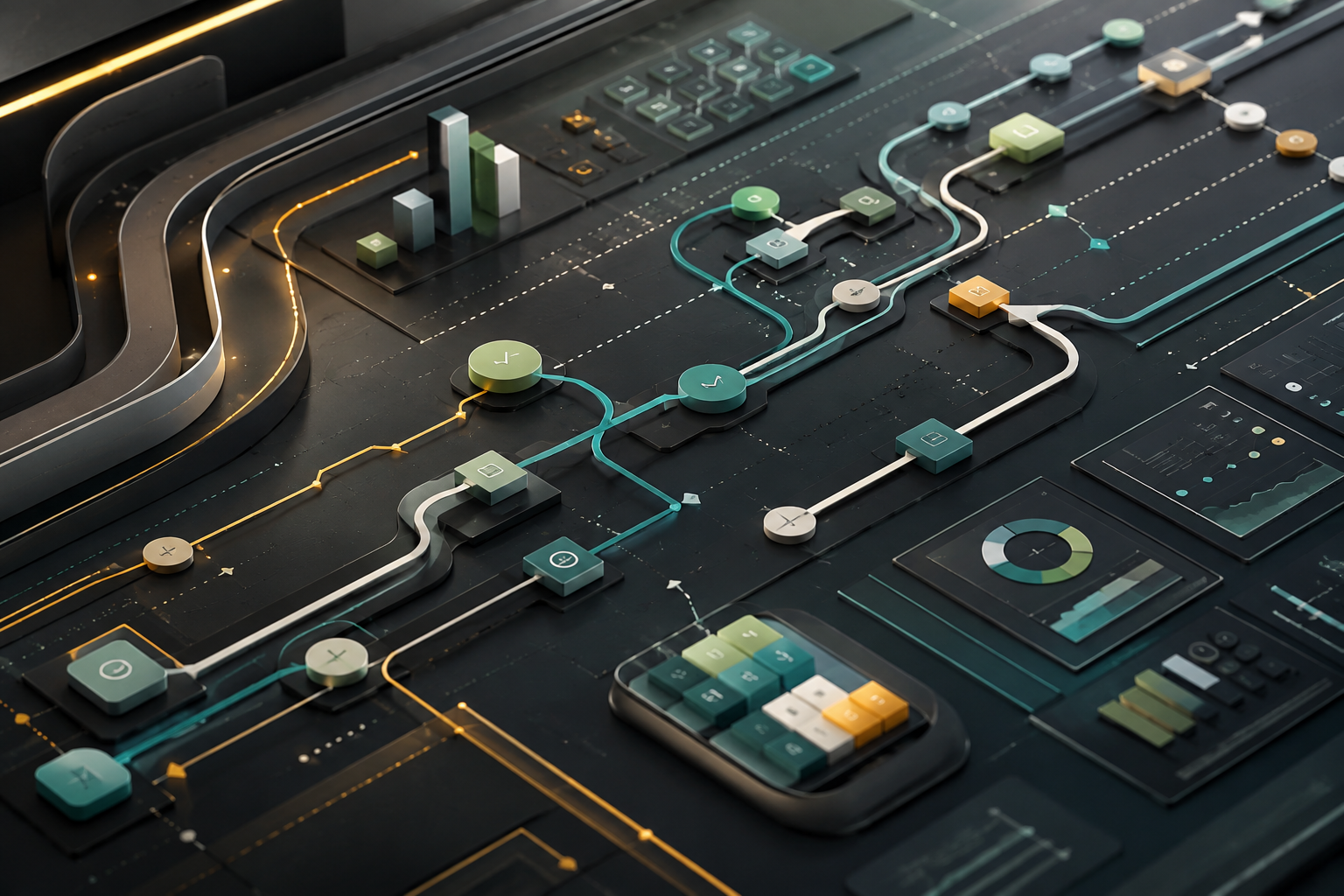 Operational workflow map and dashboard visual for Qyros Path LLC